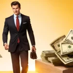 Foto de uma pessoa trabalhando em um laptop com dinheiro e um cifrão ao lado, ilustrando a ideia de ganhar dinheiro online.